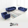 Luxury Velvet Fabric Sectional Sofa Loveseat and Chair