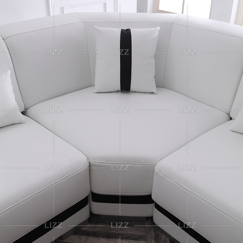 Modern Lounge Suite White Leather Couch Led Sectional Sofa