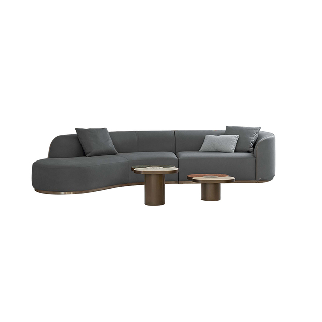 Modern Living Room Furniture Curved Leather Sectional Sofa