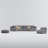 Modern Curved Fabric Sofa with Chair and Ottoman