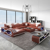 Modern Big Sectional Living Room Leather LED Sofa