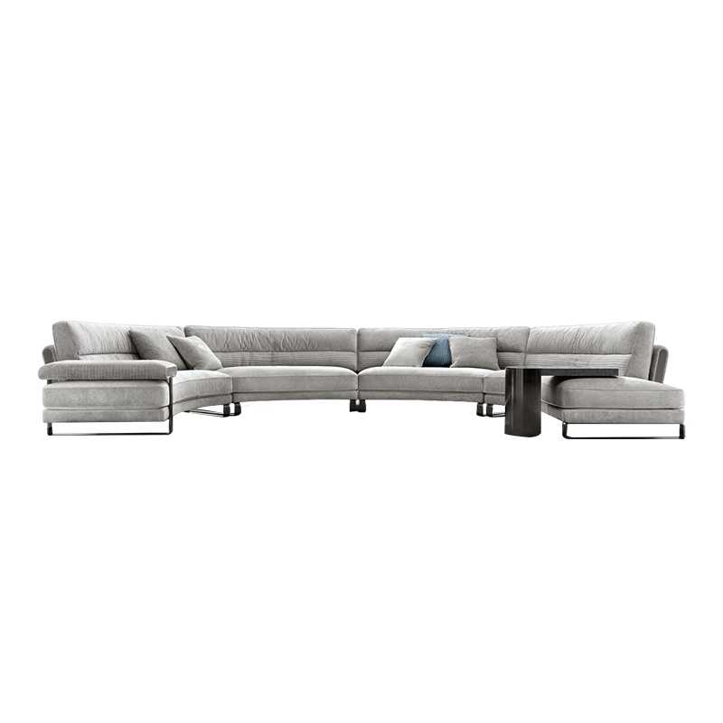 Italian Modern Round Shape Fabric Mirage Sectional Curved Sofa