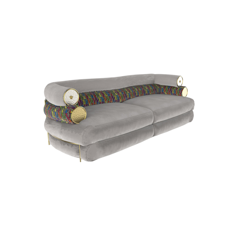 Foshan Italian Luxury Couch Suppliers Versace Mesusa Carezza Fabric Sofa