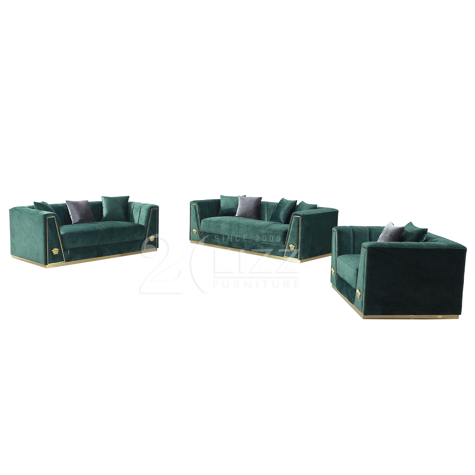 Foshan Fabric Versace Sofa Set Sofa Loveseat And Chair Sectional Couch