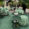 Unique Green Fabric Foot Stool Round Ottoman Fabric Futtons