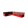 Floral Floor Sofa Seating Set Arabic Floor Sofa Set Red Fabric Majlis