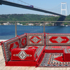 Red Color Floor Cushions L Shaped Arabic Seating Sofas Traditional Majlis