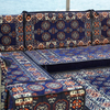 Navy Blue Single Arabic Floor Sofa Set Handmade Livingroom Floor Couch