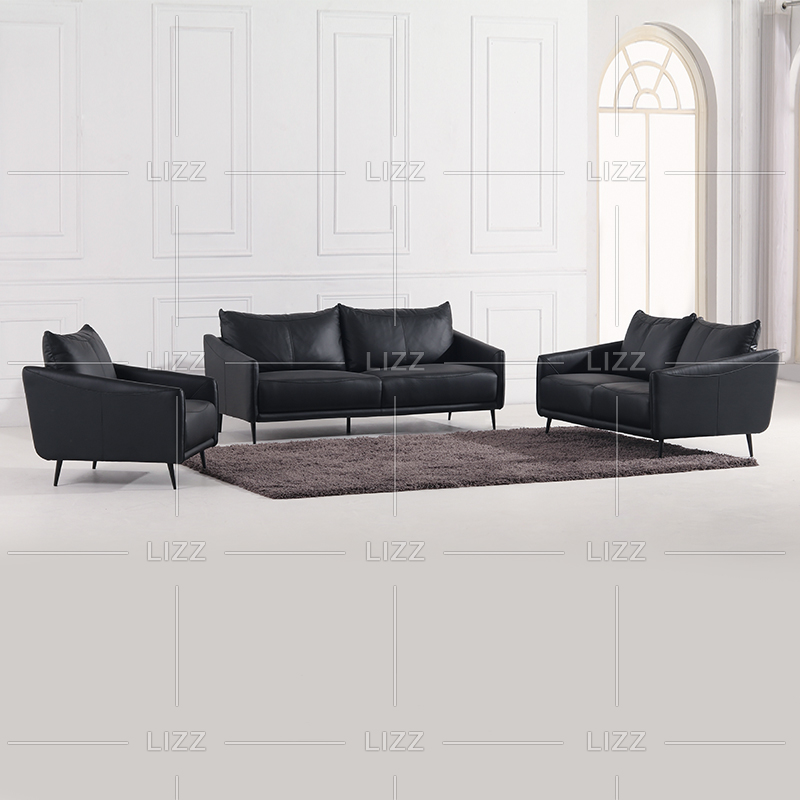 Modern Furniture Minimalist Italian Leather Sectional Sofa Set