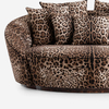 DG Giglio Round Shape Wide Seat Two Seater Leopard Fabric Loveseat Sofa