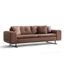 Classical Furniture Brown Leather And Fabric Puffy Nubuck Sofa Set