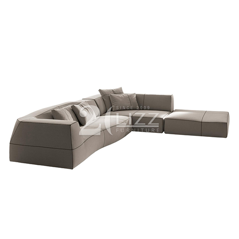 Modern Italian Minimalist Furniture Nubuck Fabric Corner Sectional Lounge Sofa