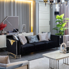 Luxury Black Velvet Sofa with Silver Stainless Steel Legs Bella Sofa Set