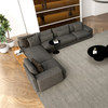 Modern 6 7 Seats Bern Corner Sectional Grey Fabric Sofa Set