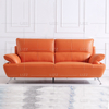 Orange Leather Living Room Sofa Set Sectional Couch