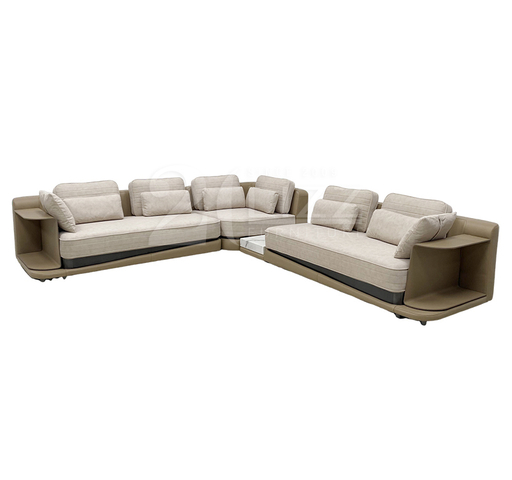 Contemporary Italian Leather and Fabric Corner Sectional Sofa