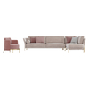 Luxury Nubuck Fabric L-shape Sectional Sofa Set with Accent Chair