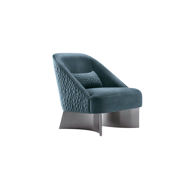 Italian Giorgio Collection Fabric Mirage Occasional Chair with Stainless Steel Base