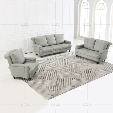 Living Room Furniture Leather Lounge Grey Sofa Set 1+2+3