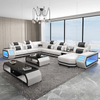 Stylish Velvet Fabric Led Sectional Sofa with Chaise Bed