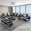 Stylish Velvet Fabric Led Sectional Sofa with Chaise Bed