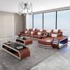 Modern Leather Led Sectional Sofa Living Room Set