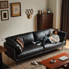 Italian Black Leather Feather Sofa for Home Hotel And Office