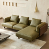Italian Minimalist Modern Sofa Furniture Weaved Back Leather Couch