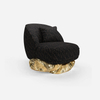 Luxury Sofa Suppliers Italian Luxury Fabric Angra Black Armchair