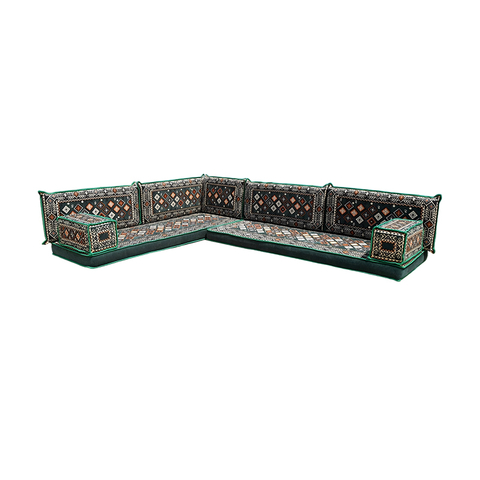 Arabic Hospitality Majlis Furniture Green Fabric Floor Seating Pallet Cushion Set