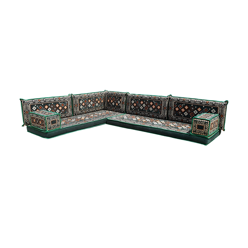 Arabic Hospitality Majlis Furniture Green Fabric Floor Seating Pallet Cushion Set