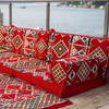 Foshan Arabic Majlis Sofa Factory Vivid Red Fabric Floor Couch