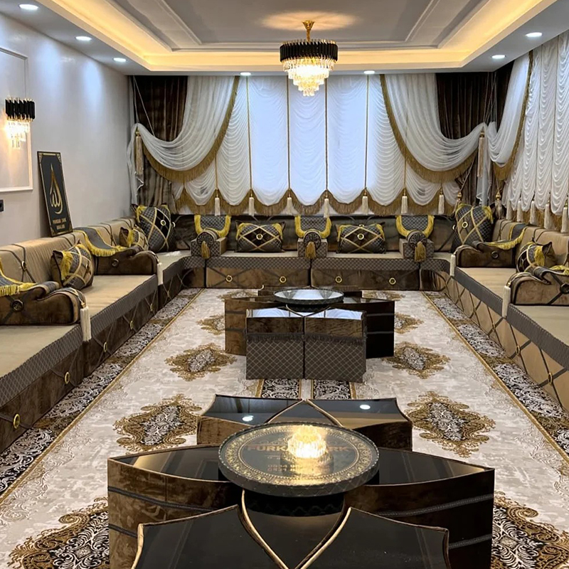 Arabic Majlis Cushions Moroccan Sofas Wooden Bench for Restaurant