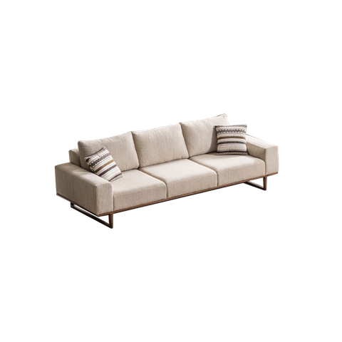 Nordic Wooden Sofa Divano Modulare Light Brown Fabric Elegant Sofa Set