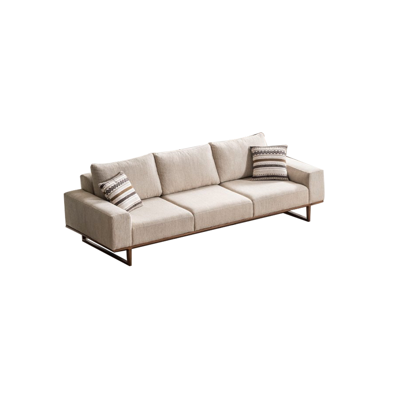 Nordic Wooden Sofa Divano Modulare Light Brown Fabric Elegant Sofa Set