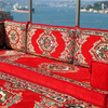 Floral Floor Sofa Seating Set Arabic Floor Sofa Set Red Fabric Majlis