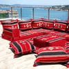 Red Strip Design Floor Cushions Floor Sofa Seating Set Arabic Jalsah