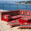 Red Arabic Floor Couch Modular Design Floor Cushion Fabric Majlis Sofa