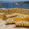 Yellow Arabic Seating Handmade Floor Couches Corner Sectional Sofa