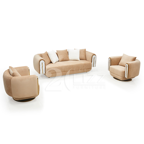 Fabric Couch Manufacturers China Wood Sofa Furniture Brown Velvet Sofa Set