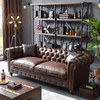 Classical American Vintage Chesterfield Couch Living Room Leather Sofa Loveseat