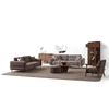 Foshan Sofa Furniture Brown Fabric Couch Mokka Sofa Set with Adjustable Backrest