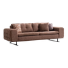 Classical Furniture Brown Leather And Fabric Puffy Nubuck Sofa Set