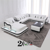 Modern Lounge Suite White Leather Couch Led Sectional Sofa