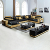 U Shape Black and Yellow Led Sectional Sofa with Storage
