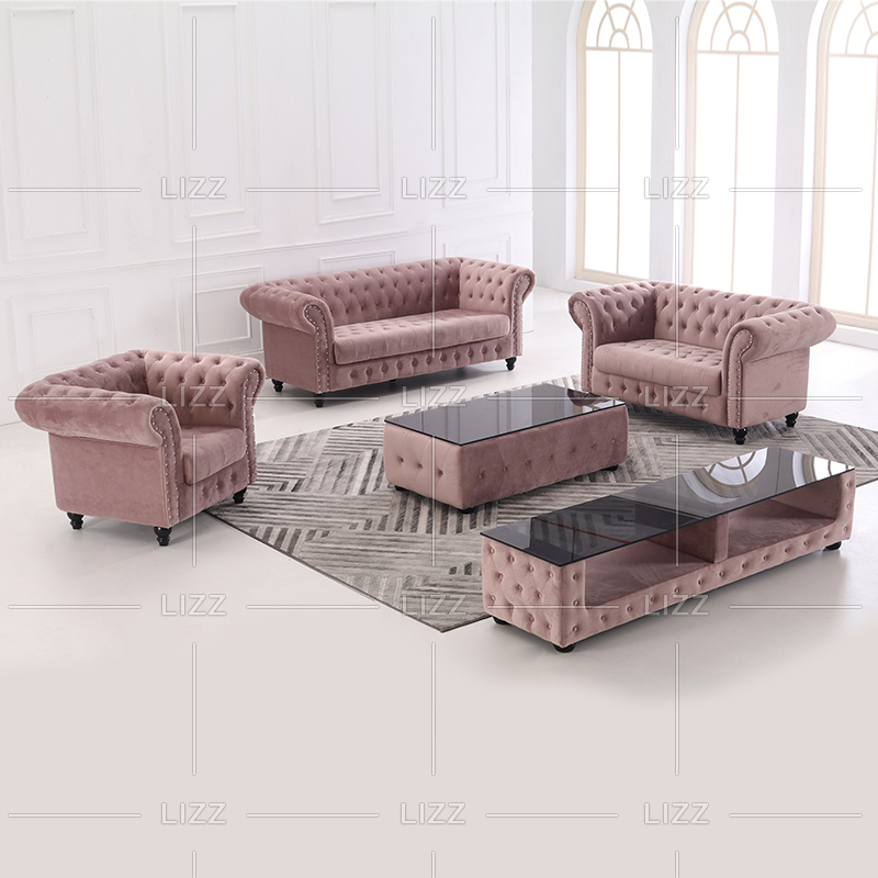UK Living Room Set Chesterfield Sofa Fabric Couch