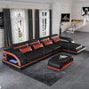 Futuristic Modern L-shape Sectional Leather Sofa with Music Player