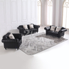 Classic Chesterfield Leather Black Living Room Sofa