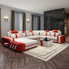 Modern Chaise Lounge Leather Led Sectional Sofa