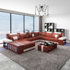 U Shape Black Led Sectional Sofa for Living Room